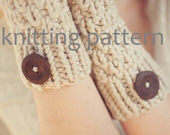 KNIT PATTERN Chunky Fingerless Mittens Knitting Pattern Baltimore Mittens Arm Warmer Knitting Pattern