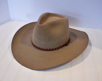 Vintage Stetson Cowboy Hat F2171 Fawn 7 3/8 XXXX Beaver Felt