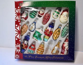 17 Piece European Glass Ornaments, Traditions Christmas Tree Ornaments