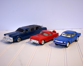 Vintage Majorette Die Cast Toy Cars 1/32 Scale ~ Mustang, Thunderbird, Limousine ~ All 3 PCs