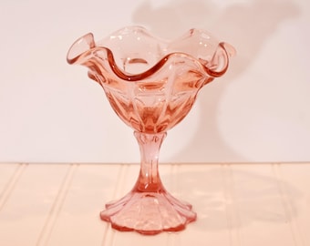 Vintage Fenton Dusty Rose Valencia Pattern Candy Dish Compote