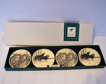 Vintage Barlow Wolf Coaster 4pc Box Set