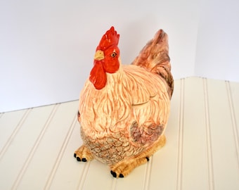 AMC Sitting Rooster Cookie Jar Crowing Farmhouse Kitchen Decor
