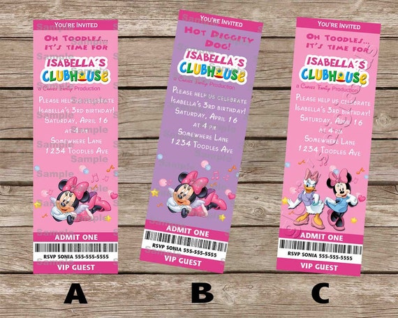 Minnie Mouse Ticket Invitation By Gloria S Digi Cards On Etsy By