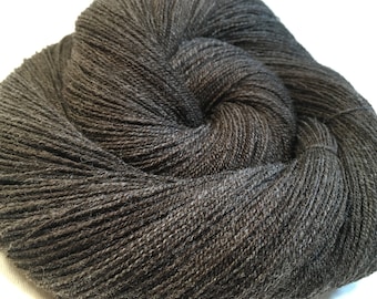 Cormo-Merino Cross Wool ~ Handspun Laceweight Yarn ~ 2-ply ~ Natural Dark Grey