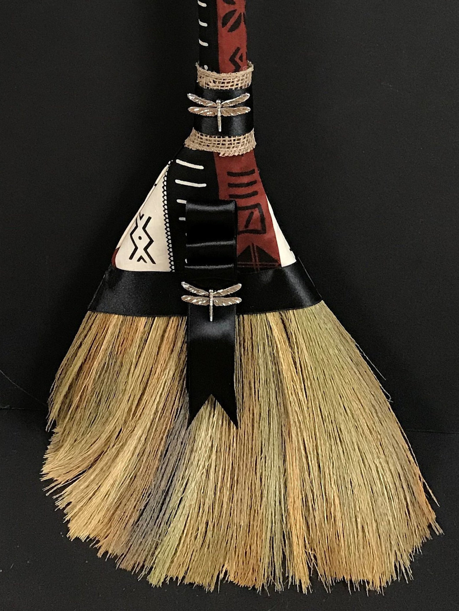 African Patterned Wedding Broom with Dragonflies Etsy