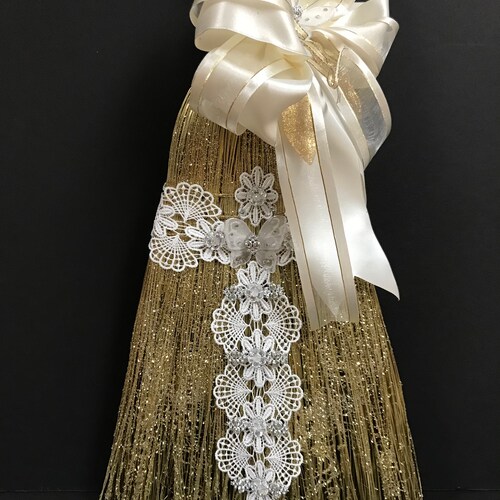 New GLAM shops WEDDING BROOM with White Lace
