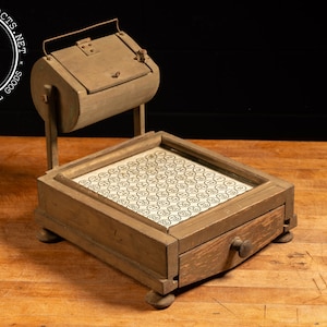 Antique Lotto Game with Wooden Lotto Drum