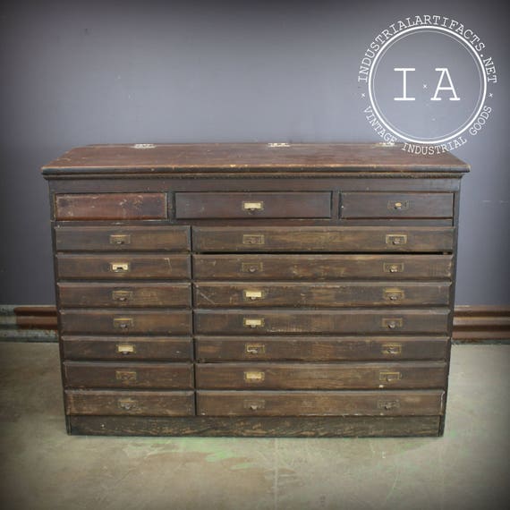 Antique Wooden 17 Drawer Flip Top Storage Map Cabinet Etsy image 0 - Antique Wooden 17 Drawer Flip Top Storage Map Cabinet Etsy