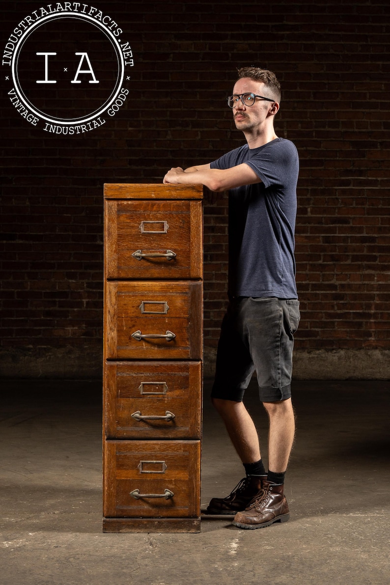 Antique Oak 4-Drawer Filing Cabinet Bild 2