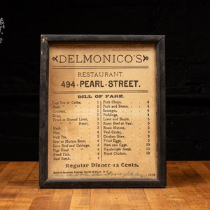 c. 1958 Delmonico's Reproduction Menu