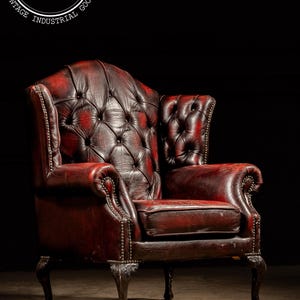 Vintage Tufted Leather Chesterfield Armchair in Oxblood