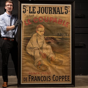 Le Coupable Large Litho French Show Ad - Framed
