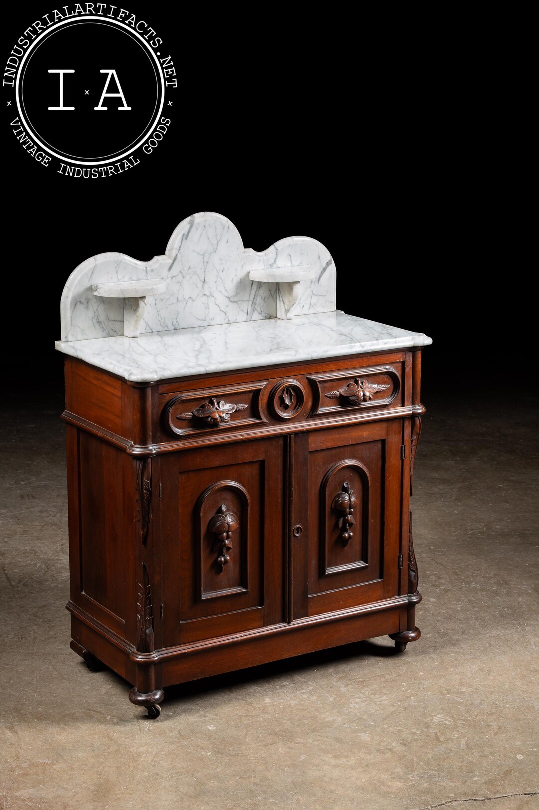Late 19th Century Eastlake Victorian Walnut Commode Wash Stand With ...