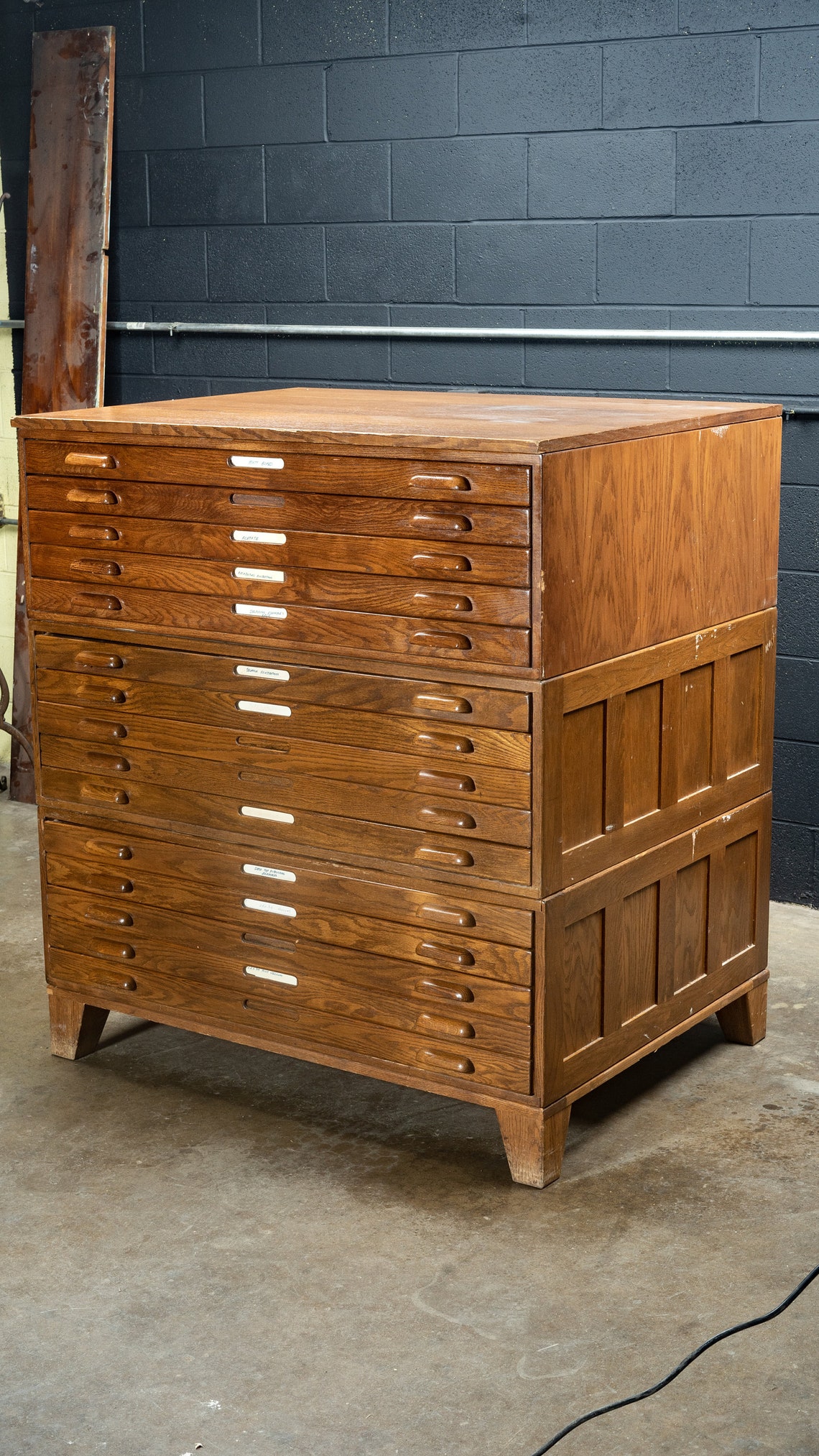 Antique Three Section Wooden Flat File Etsy