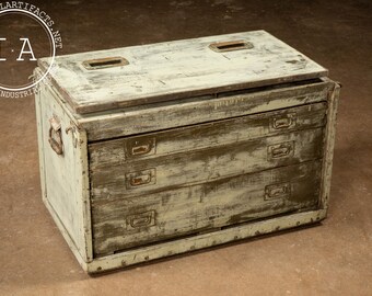 Antique Wooden Industrial Tool Chest