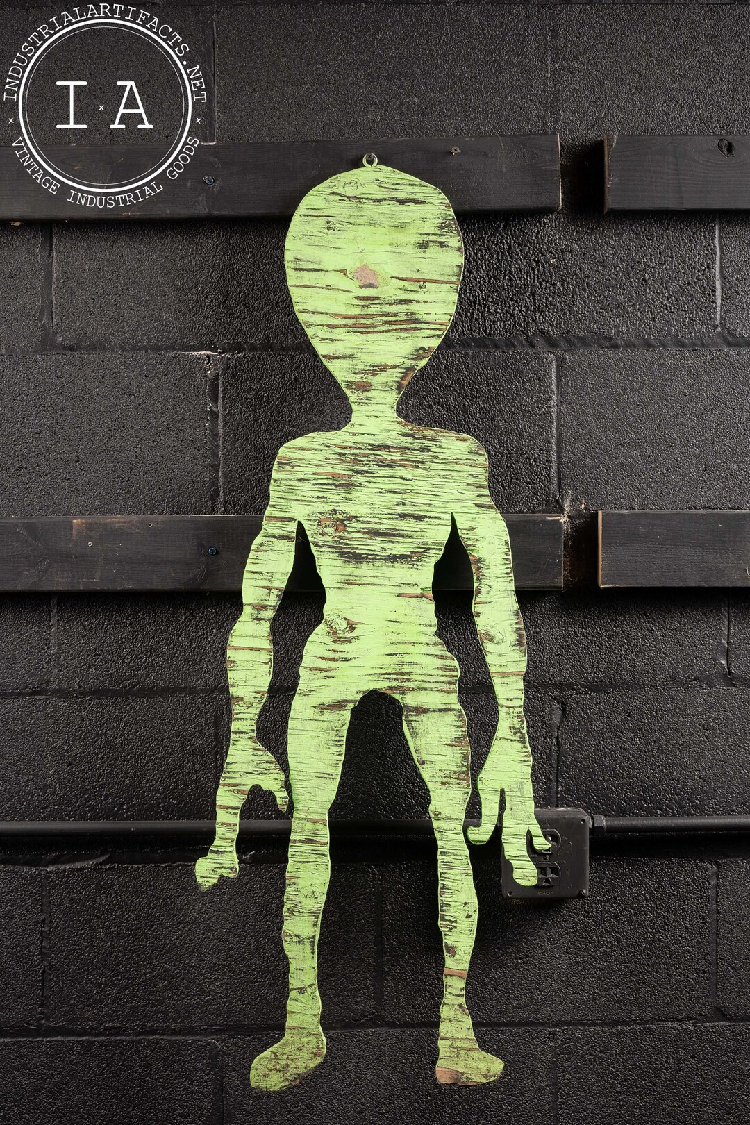 Vintage Painted Wood Folk Art Alien - Etsy
