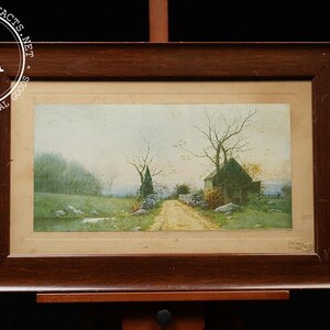 Country Road Scene Chromolithograph Print