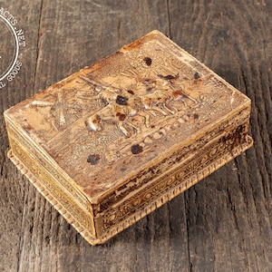 Antique Carved Wooden Don Quixote Spanish Cigar Box