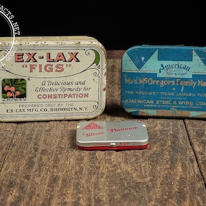 Lot of 3 Vintage Advertising Tins – Ex-Lax, Mrs. McGregor’s, Ultrex