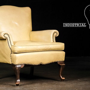 Vintage Canary Yellow Leather Armchair