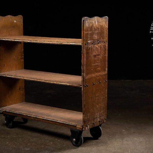 Vintage Rolling Bookshelf