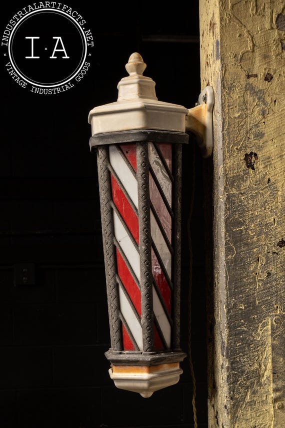 アート・デザイン・音楽 KOKEN BARBER'S SUPPLY COMPANY Antique No. 140 Lighted Koken Wall Mount Barber Pole - Etsy