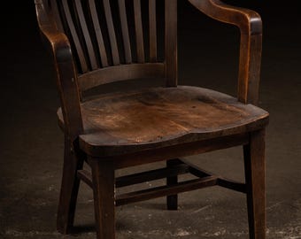 Early 20th Century Bentwood Courtroom Armchair with Curved Slat Back