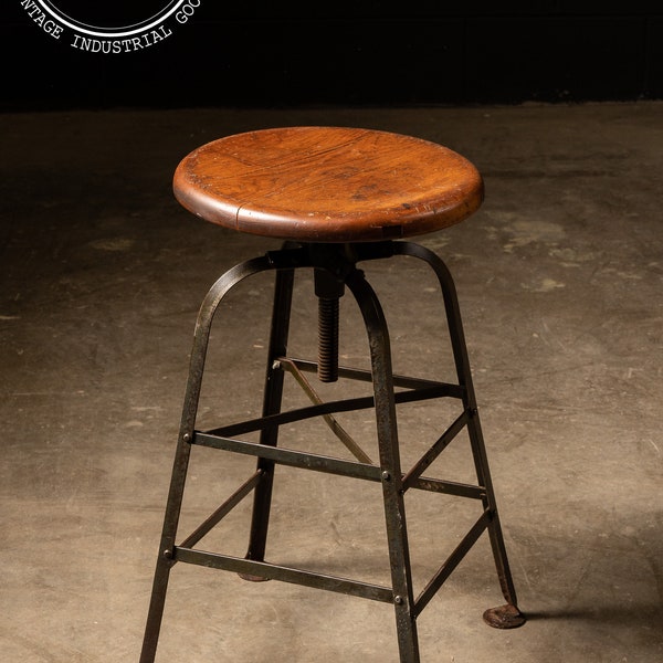 c. 1930 Industrial Steel Machinist Stool