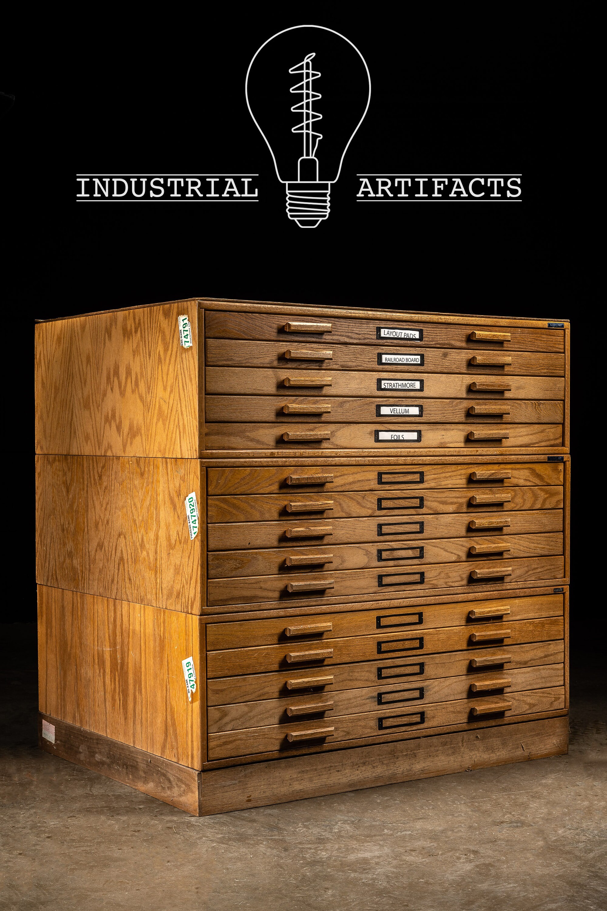 Vintage Oak Flat File Cabinet - SOLD - Vintage Industrial by Get