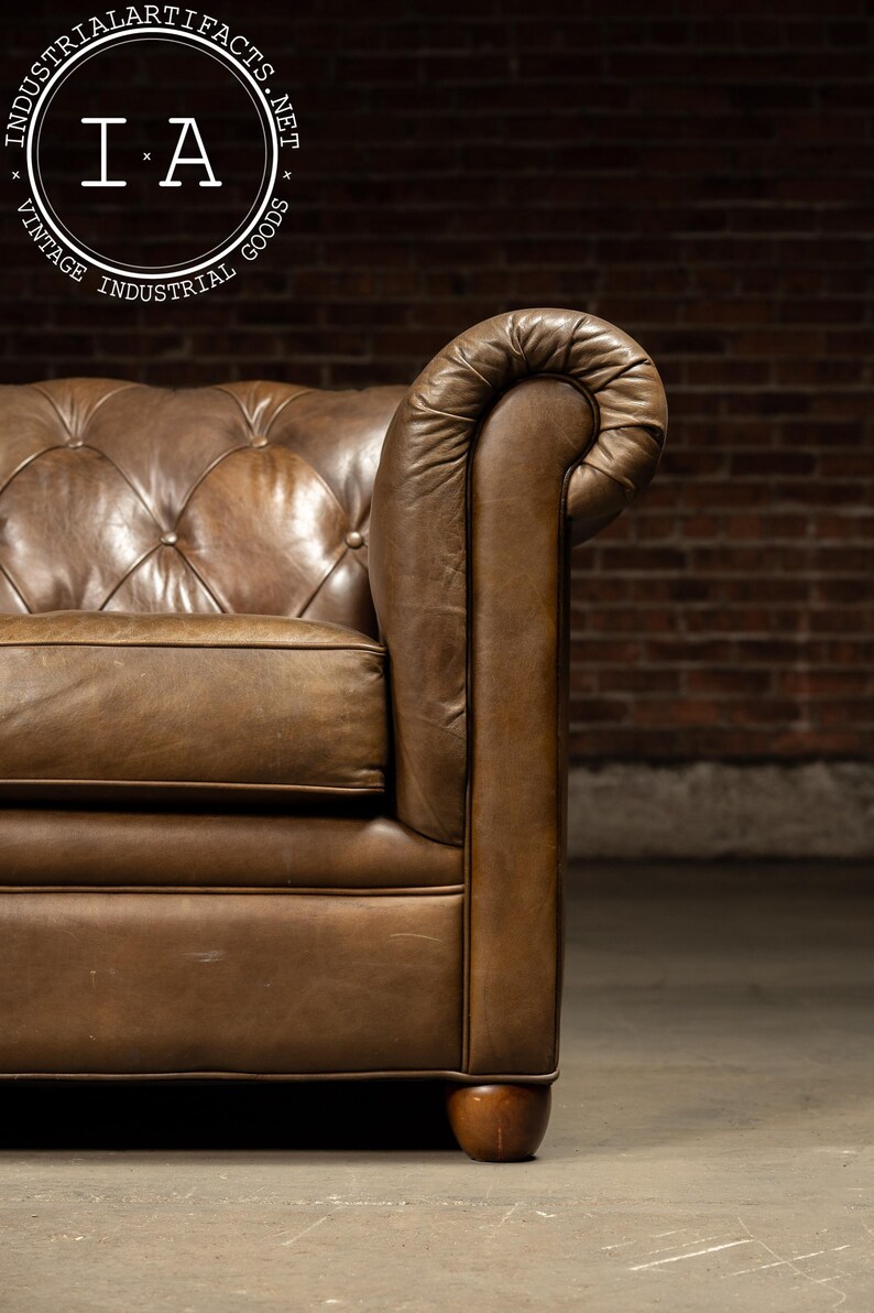 Vintage Chesterfield Tufted Leather Sofa With Cushions in Brown - Etsy