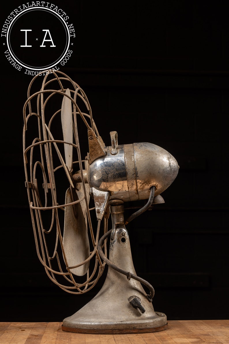 Ventilador de escritorio de acero Hunter C-16 vintage imagen 4