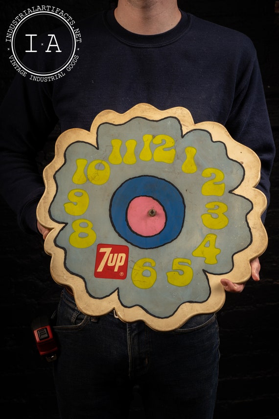 80年代　セブンアップ　ライトアップ　時計　ウォールクロック　看板　ネオンサイン 80年代セブンアップライトアップ時計ウォールクロック看板ネオン