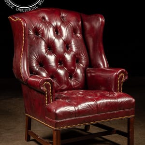 Vintage Tufted Leather Chesterfield Armchair in Burgundy