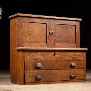 Vintage Wooden Benchtop Hardware Cabinet