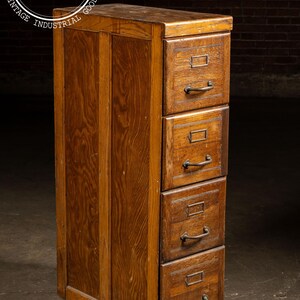 Antique Oak 4-Drawer Filing Cabinet Bild 4