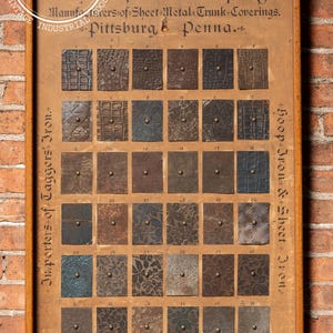 19th Century Embossed Sheet Metal Sample Advertising Display by Duquesne