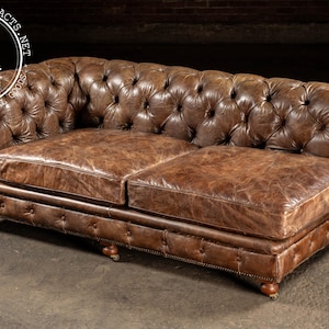 Leather Chaise Lounge on Casters in Brown