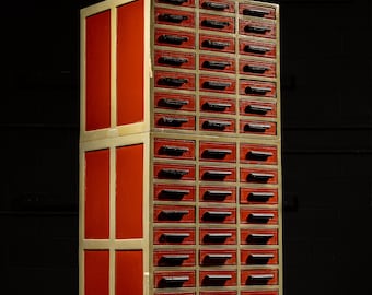 Vintage 102-Drawer Industrial Wheeled Parts Cabinet