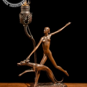 Vintage Figural Art Deco Bronze Table Lamp