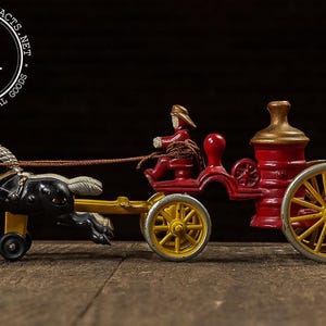 Kenton Cast Iron Horse Drawn Fire Pumper with Driver