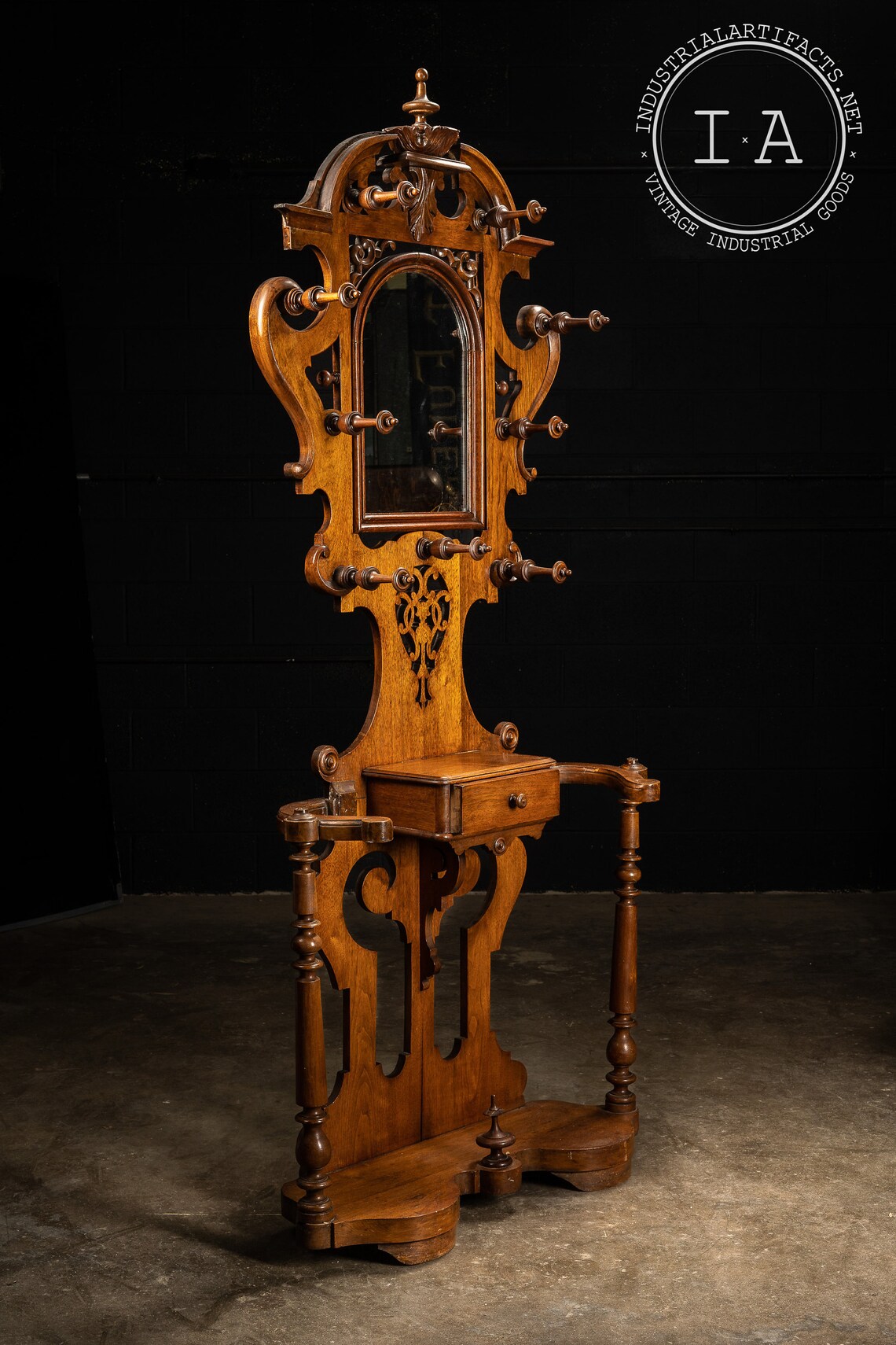 Vintage Ornate Wooden Coat Tree Etsy