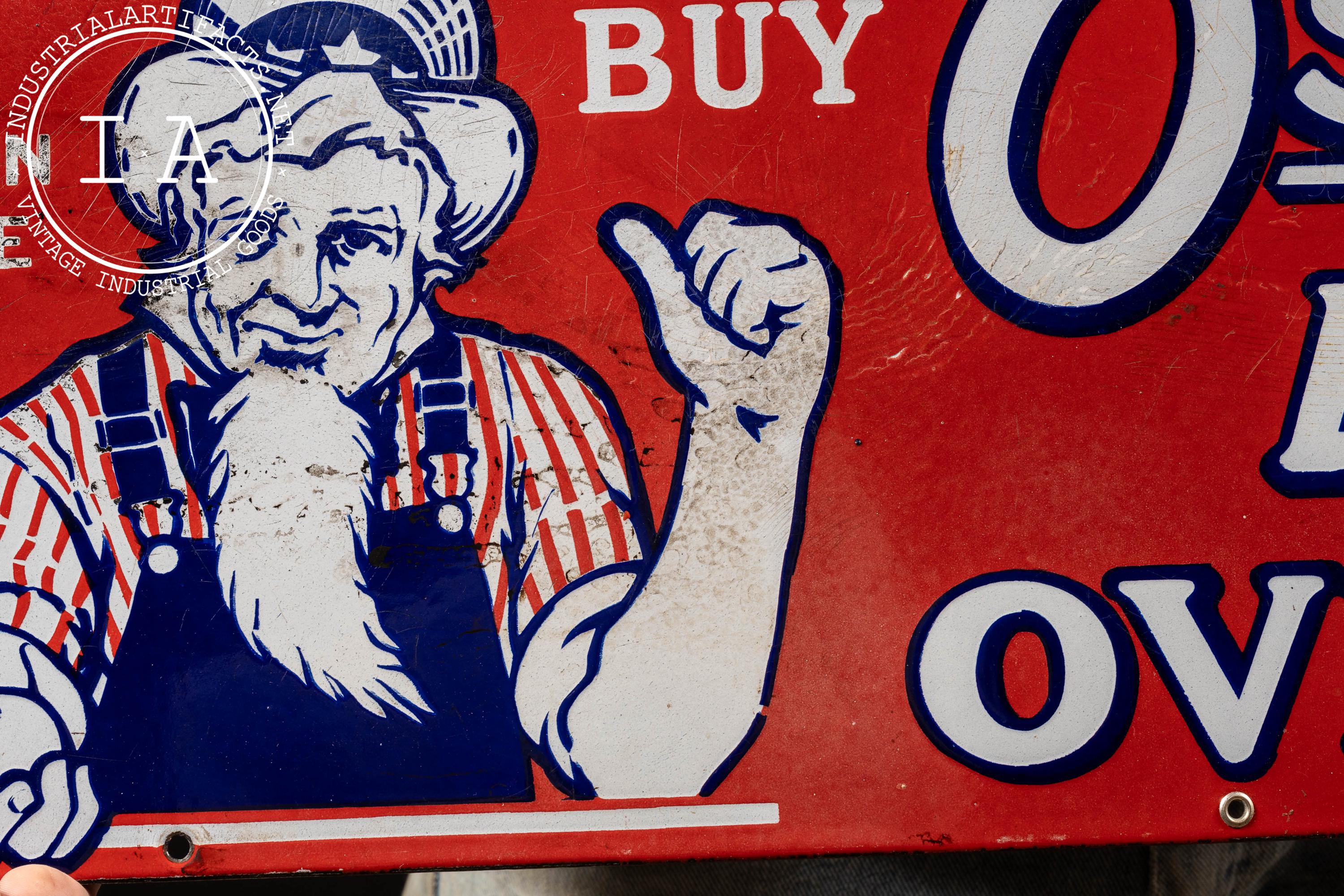 1930s OSHKOSH B’GOSH 大型メタル看板 Antique Oshkosh B'gosh Single-sided Porcelain Sign - Etsy