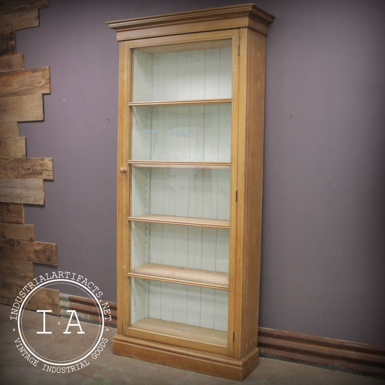 Early Glass Front Farmhouse Storage Cabinet Image 0