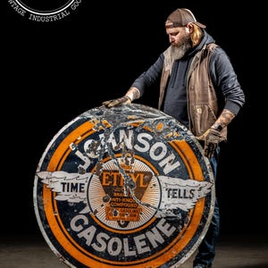 Johnson Motor Oil Double-Sided Porcelain Sign