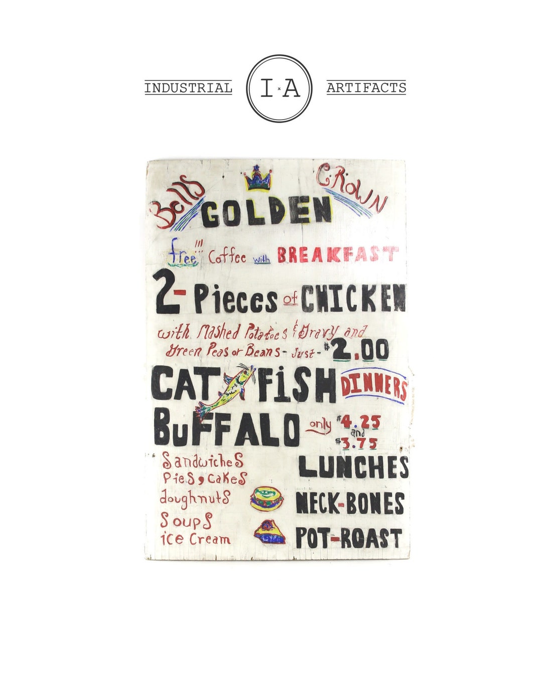 Antique Hand Painted Folk Art Restaurant Menu - Etsy