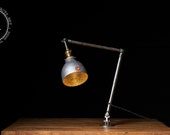 Industrial Antique Articulating Ajusco Lamp With NOS X-Ray Shade