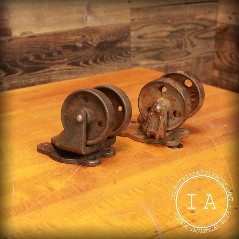 Antique Hamilton Mfg Co Caster Set of 2 Etsy