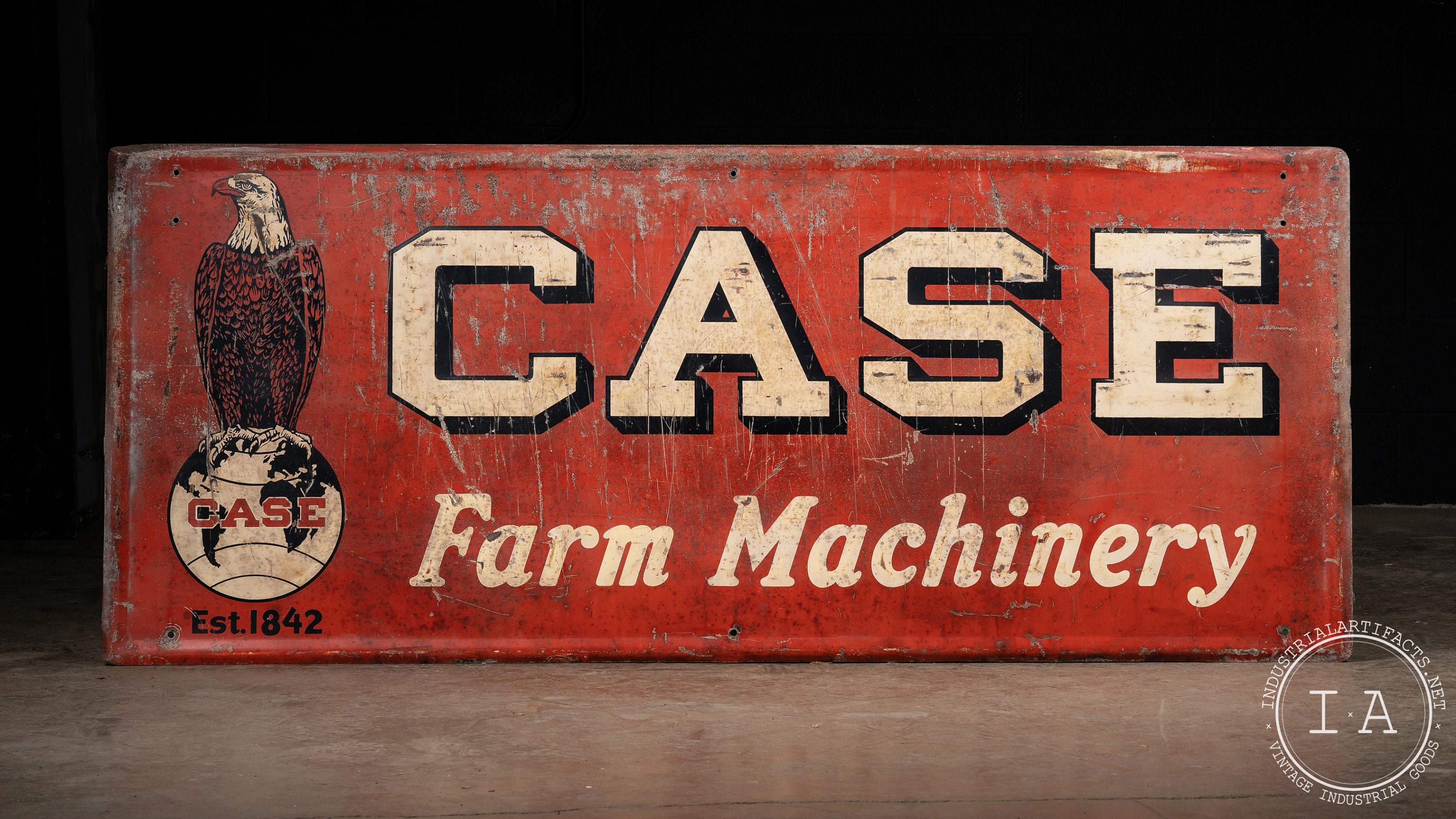 Large Antique Case Farm Machinery Embossed Sign Etsy