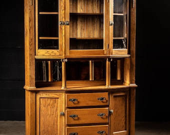 Massive Vintage Hutch with Glass Doors